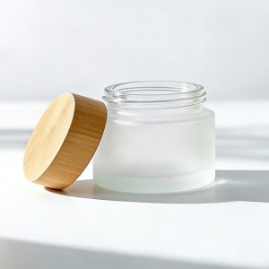 30g 50g Matte Frosted Glass Cream Jar with Bamboo Lid & Plastic Lid – Custom Herbal Skincare Packaging