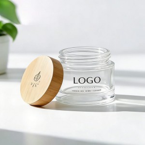 30g 50g Matte Frosted Glass Cream Jar with Bamboo Lid & Plastic Lid – Custom Herbal Skincare Packaging