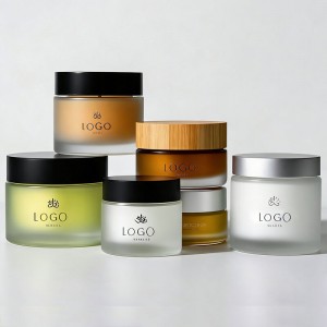 30g 50g Matte Frosted Glass Cream Jar with Bamboo Lid & Plastic Lid – Custom Herbal Skincare Packaging