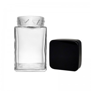 4OZ Square Glass Jar with Square Child Resistant Lid