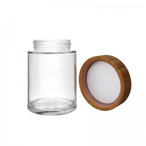 6OZ Round Straight Sided Glass Jar with Child Resistant Bamboo Lid