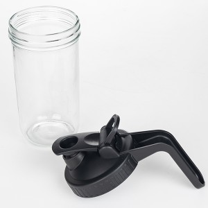 24OZ Glass Mason Jar with Black Flip Top Lid