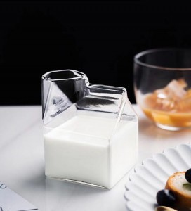 Creative Glass Novelty Milk Coffee Juice Cartons Creamer
