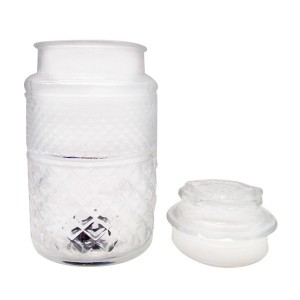 Vintage Embossed Crystal Dessert Jar Round