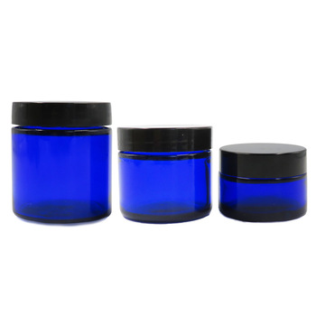 MBK 1OZ 2OZ 4OZ Cobalt Blue Glass Jar with Black Lid Featured Image