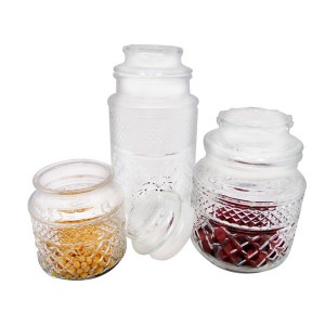Vintage Embossed Crystal Dessert Jar Round