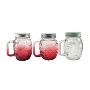 Personlized Products Drinking Mason Jar – Pineapple Football Glass Drinking Mason Jar Set with Handle with lid and hole – Menbank