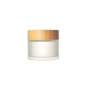 2OZ Round Frost Straight Sided Glass Jar with Child Resistant Bamboo Lid