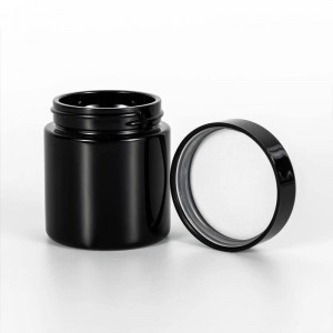 3oz UV Black Glass Weed Storage Jar with CR Cap | Straight Side Cannabis Flower Jar Factory Supply
