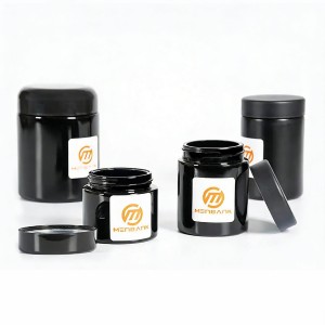 3oz UV Black Glass Weed Storage Jar with CR Cap | Straight Side Cannabis Flower Jar Factory Supply