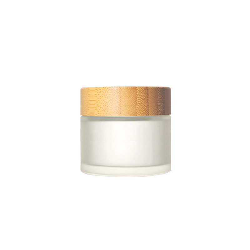 2OZ Round Frost Straight Sided Glass Jar with Child Resistant Bamboo Lid Featured Image