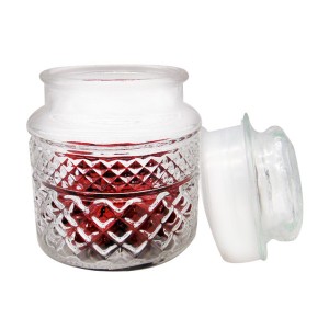 500ML 16OZ Emboosed Antique Glass Coffee Jar with Glass Lid