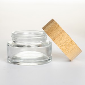 100ml Clear Glass Cream Cosmetic Container Jar with Bamboo Lid