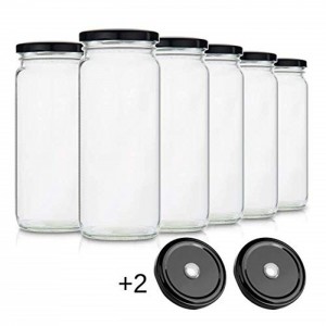 MBK Packaging 16OZ Glass Drinking Jar with Lid and Hole