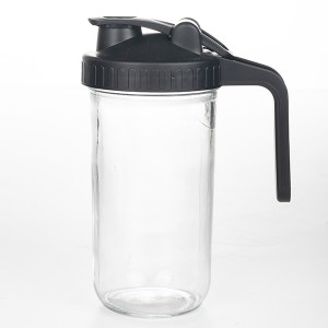 24OZ Glass Mason Jar with Black Flip Top Lid