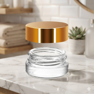 5g Clear Empty Cosmetic Glass Cream Jar with Gold Lid