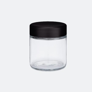 3oz Clear Glass Jar with Black CR Lid for Packaging Cannabis Flower