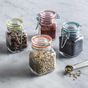 750ml Flint Square Glass Seed Storage Jar with Clip Lid