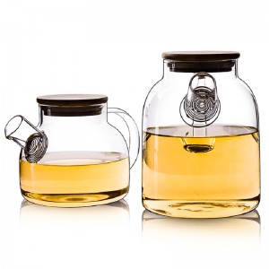 50OZ Glass Tea Carafe with Handle and Wooden Lid