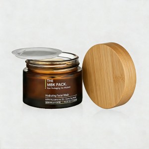50g 100g Amber Glass Cream Jars with Bamboo Lids | Sustainable Custom Skincare Packaging for Clean Beauty Brands