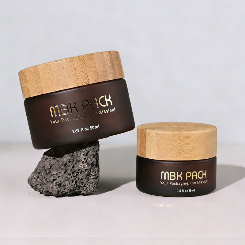 50g 100g Amber Glass Cream Jars with Bamboo Lids (3)