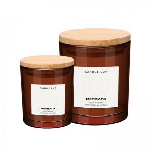 10OZ Thick Amber Glass Candle Jar with Bamboo Lid
