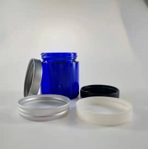 MBK 1OZ 2OZ 4OZ Cobalt Blue Glass Jar with Black Lid