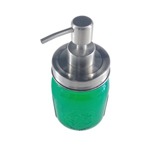 16OZ Glass Mason Jar With Stainless Steel Soap and Lotion Dispenser Pump