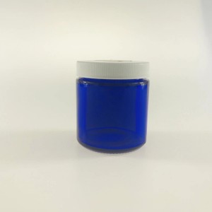 MBK 4OZ 120ml Balm Blue Glass Jar with Ribbed White Lid – Menbank