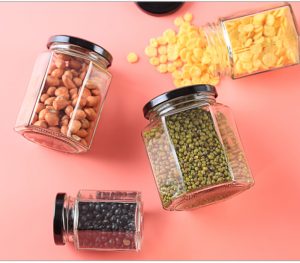 9oz Hexagonal Glass Honey Canning Jar with Lug Lid