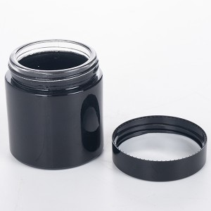 3OZ Black Glass Cannabis Flower Jar with Black Child Resistant Cap