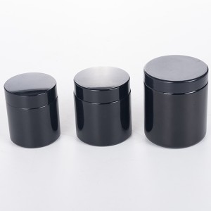 3OZ Black Glass Cannabis Flower Jar with Black Child Resistant Cap