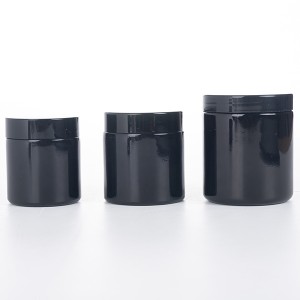 3OZ Black Glass Cannabis Flower Jar with Black Child Resistant Cap