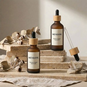 5ml 10ml 15ml 20ml 30ml 50ml 100ml Amber Frosted Glass Dropper Bottles with Bamboo Lid | Essential Oil Bottles for Skincare & Aromatherapy Packaging OEM/ODM