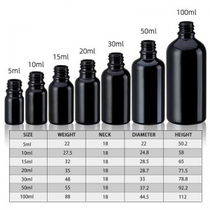 5ml 10ml 15ml 20ml 30ml 50ml 100ml Black UV-Protected Glass THC Oil Bottles with CR Bamboo & Plastic Lids | Cannabis Packaging