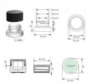 Factory Price Mini Glass Jar with Ribbed Lid – MBK Marijuana Glass Concentrate Jar 5ml with Black Child Resistant Lid