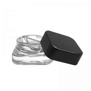5ml Clear Split Square Concentrate Glass Jar with Black Screw Lid