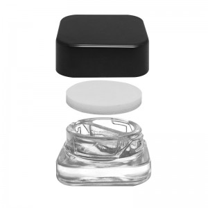 5ml Clear Split Square Concentrate Glass Jar with Black Screw Lid