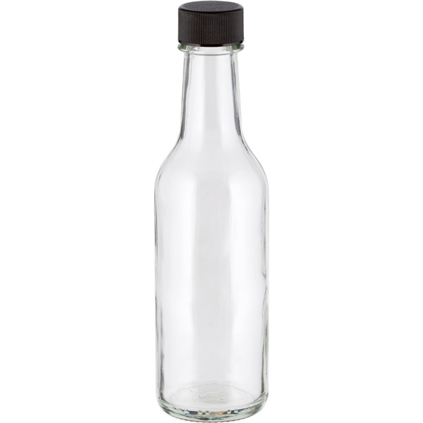 Glass Woozy Bottle 5oz Hot Sauce with Black RibbedF217 24mm 24-490 Featured Image