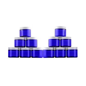 MBK 60ml 2OZ Cobalt Blue Glass Jar With White Metal Lid