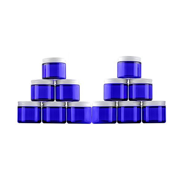 MBK 60ml 2OZ Cobalt Blue Glass Jar With White Metal Lid Featured Image