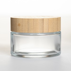 60ml Clear Glass Cream Cosmetic Jar with Bamboo Lid