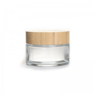 100ml Clear Glass Cream Cosmetic Container Jar with Bamboo Lid