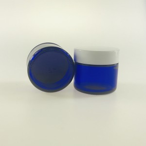 Factory wholesale Vintage Mason Jar Lid – MBK Packaging 2OZ Blue Glass Stash Jar with White ABS Lid – Menbank