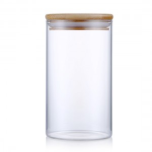 10OZ Premium Glass Stash Jar with POP Top Bamboo Lid