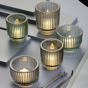 6OZ Ribbed Heavy Thickness Glass Candle Jar with Glass Lid