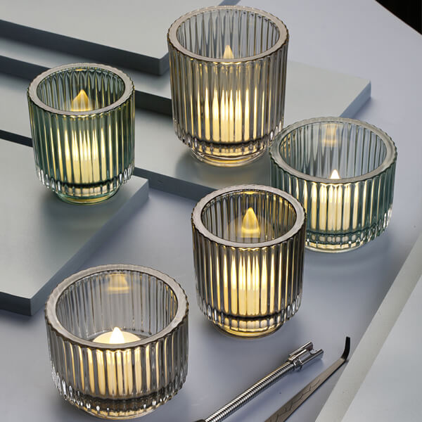 6OZ Ribbed Heavy Thickness Glass Candle Jar with Glass Lid
