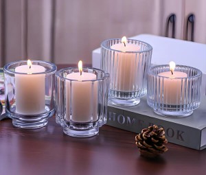 6OZ Ribbed Heavy Thickness Glass Candle Jar with Glass Lid