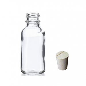 MBK Packaging 1OZ 30ml Clear Glass Bottle with Silver Lid