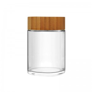 6OZ Round Straight Sided Glass Jar with Child Resistant Bamboo Lid